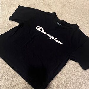 Champion Kids Black Tee with White Logo